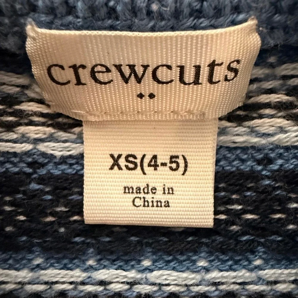J.Crew Crewcuts Boys Fair Isle Sweater Blue Nordic 100% Cotton Size XS 4-5